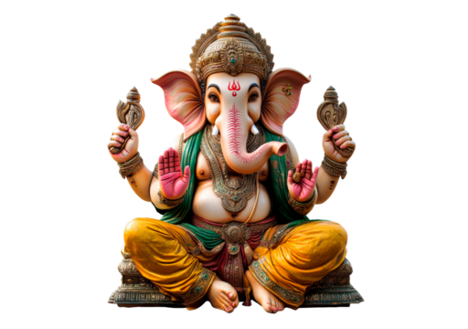 Statue of Ganesha isolated on transparent background - Powered by Adobe