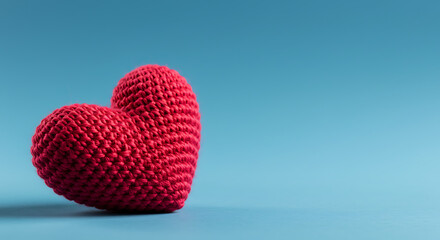 Fototapeta premium Crimson Crochet Heart AI Generated