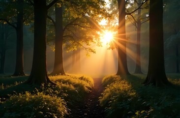 The Forest at Sunrise. The beginning of summer.