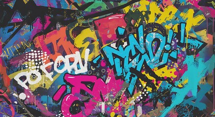 Fototapeta premium Abstract Graffiti Art with Vibrant Colors and Dynamic Lettering
