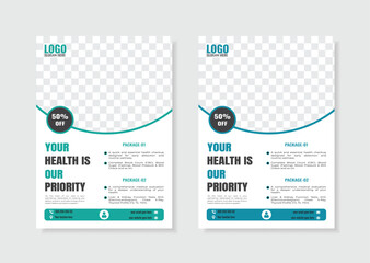 Modern healthcare medical flyer template design for a4 size