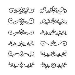 Elegant vintage calligraphic design elements and decorative flourishes for page borders and ornate illustrations