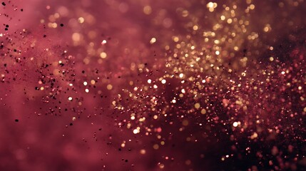 Obraz premium Sparkling Glitter Dust on Red Background Abstract Texture