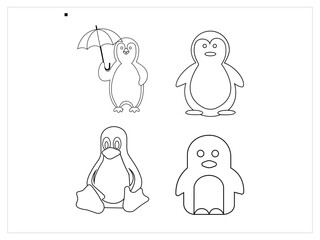 penguin vector, icon vector illustration, penguin silhouette of a penguin isolated on a white background vector, penguins on the beach vector illustration.