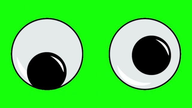 cartoon eyes, googly eyes, large white eyeballs, black pupils, comical, expressive, green background, symmetrical, hand-drawn style, whimsical, animated, character design, vector art, minimal, HQ