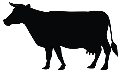 silhouette of a cow isolated on a white background