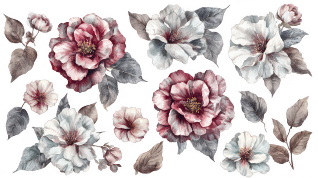 Elegant floral arrangement featuring vintage-style roses on a black backdrop