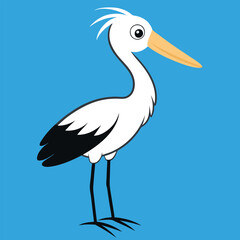 Obraz premium Cartoon Stork with a Blue Background