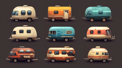 Fototapeta premium Trailers, a collection of transportation icons 