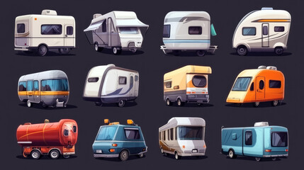 Trailers, a collection of transportation icons 