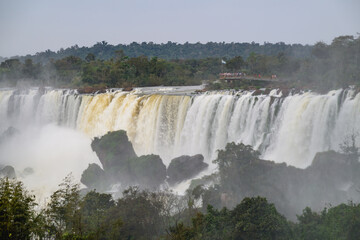 Iguazu waterfalls in overcast weather. High quality photo