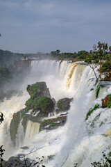 Iguazu waterfalls in overcast weather. High quality photo