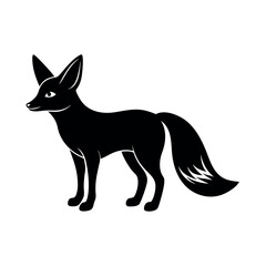 Obraz premium fennec fox silhouette on a white background