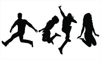 Silhouettes of jumping people