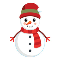 Christmas snowman isolated on white background