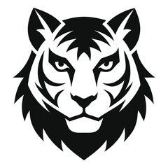 Fototapeta premium Tiger Head Vector Silhouette abstract tiger head silhouette formed using negati
