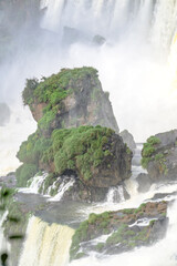 Iguazu waterfalls in overcast weather. High quality photo