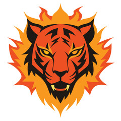 Tiger Head Vector Silhouette elemental tiger head silhouette made of fire wate