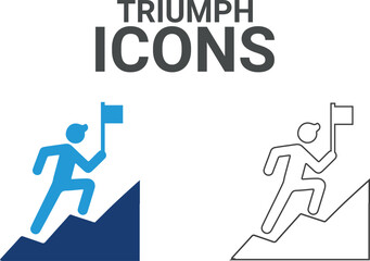 Triumph icons. Containing victory, success, prize, celebration, podium, win money, finish line, and trophy icons. Solid icon collection. Vector illustration.