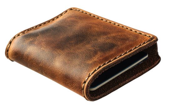 Rustic brown leather wallet handcrafted distressed vintage style slim design perfect gift card