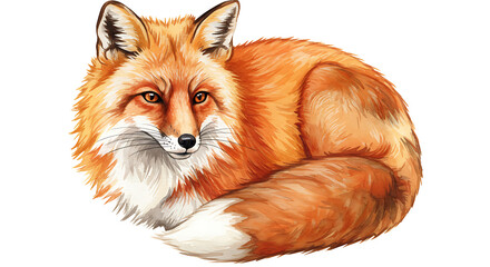 Obraz premium Elegant watercolor fox illustration with fine details and natural colors, transparent background