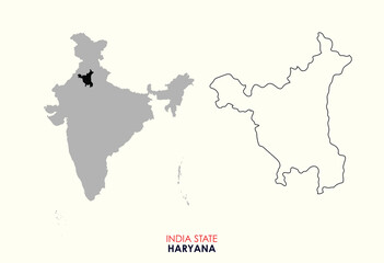 Map of Haryana, Map of Haryana with Indian Map, Haryana state of  India Vector Illustration.
