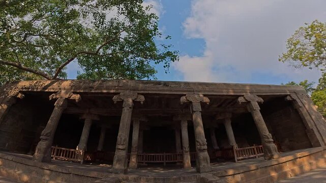 4K / 60 FPS - Exclusive Monolithic Rock Carved- Krishna Mandapam is UNESCO's World Heritage Site located at Mamallapuram or Mahabalipuram in Tamil Nadu, South India. Very ancient place in the world.