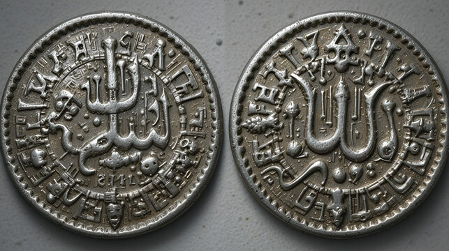 Dirham. Ancient Muslim silver coin of medieval times. Coined in Al-Andalus.