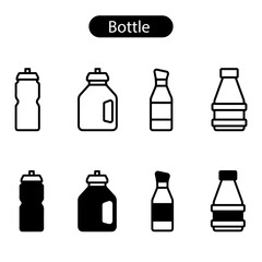 Fototapeta premium bottle vector art icon set illustration on white background use for web, app, logo, banner design.