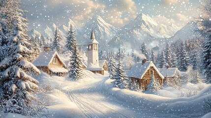 Fototapeta premium enchanting touch of snowflakes during holiday season creates a picturesque scene reminiscent of a holiday card
