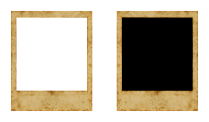 collection of vintage grunge polaroid photo frames on transparent background