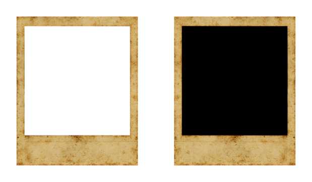 collection of vintage grunge polaroid photo frames on transparent background