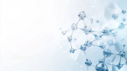 A close up view of a complex molecule structure on a light blue and white gradient background