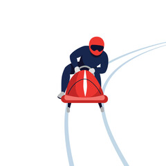 Sleek bobsled racer in dynamic motion, minimal design style, vector illustration