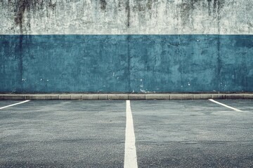 Empty parking lot by a wall
