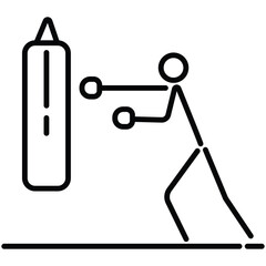 Vector illustration of boxer sport athlete. Boxing sport athletic logo. Symbol of boxing sport with black and white line style