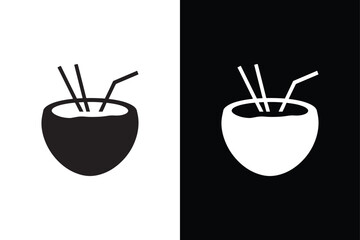 Coconut Drink icon vector on White Background ,Vector Art Illustration on white background.