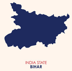 Fototapeta premium Map of Bihar, Map of Bihar with Indian Map, Bihar state of India Vector Illustration. 
