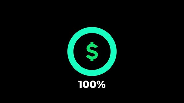 Colorful progress bars circle animation 4k video. Circular progress bar, 0 to 100%, loading, 0-100 percent, numerical counting, bright neon bar video footage in black background