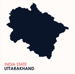 Map of Uttarakhand, Map of  Uttarakhand with Indian Map, Uttarakhand state of  India Vector Illustration.
