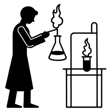 scientist conducting experiment black silhouette clip art preview