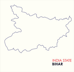 Fototapeta premium Map of Bihar, Outline Map of Bihar with Indian Map, Bihar state of India Vector Illustration. 