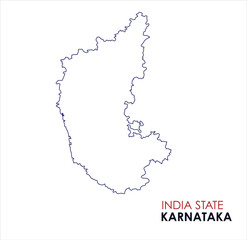 Obraz premium Map of Karnataka, Outline Map of Karnataka with Indian Map, Karnataka state of India Vector Illustration. 