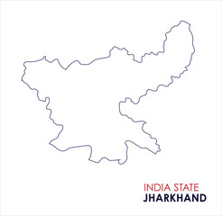 Obraz premium Map of Jharkhand, Outline Map of Jharkhand with Indian Map, Jharkhand state of India Vector Illustration. 