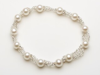 White Pearl Necklace on Background