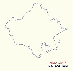 Obraz premium Map of Rajasthan, Outline Map of Rajasthan with Indian Map, Rajasthan state of India Vector Illustration. 