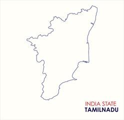 Map of Tamil Nadu, Outline Outline  Map of Tamil Nadu with Indian Map, Tamil Nadu state of  India Vector Illustration.
