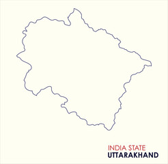 Obraz premium Map of Uttarakhand, Outline Map of Uttarakhand with Indian Map, Uttarakhand state of India Vector Illustration. 