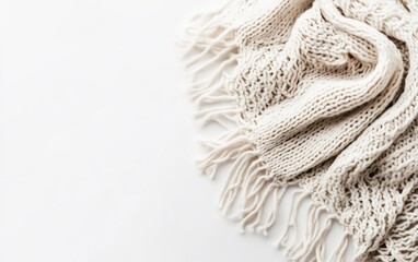 Obraz premium White Knit Blanket on Background