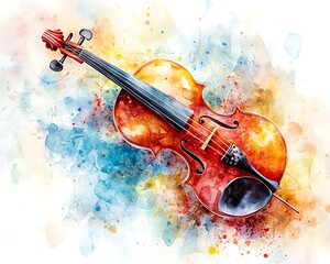Fototapeta premium Watercolor Violin Artwork